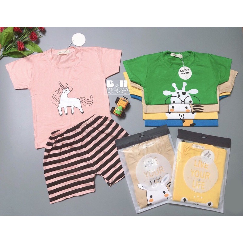 (Sale sập sàn) Bộ cộc tay thun lạnh minky mom hoạ tiết bò đeo kính