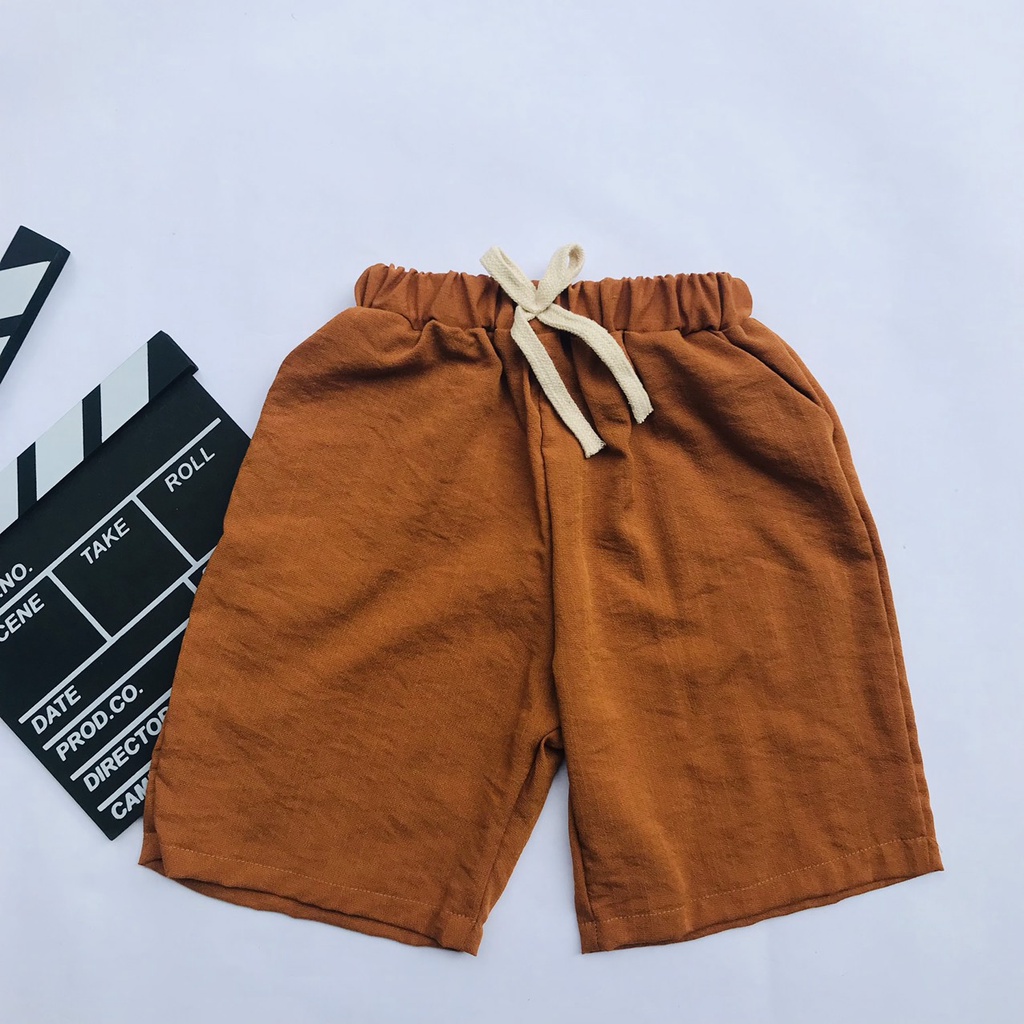 Quần Ngố Có Gắn Dây Cho Bé Trai Bé Gái Chất Đũi Tôn Dáng Phong Cách Size 10-35kg