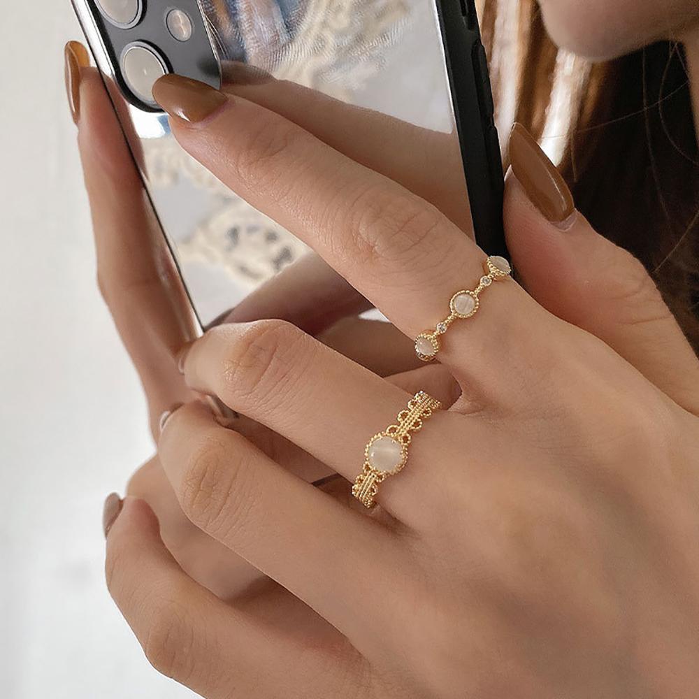 Nhẫn Hở Bằng Đồng Họa Tiết Ren Hoa Phong Cách Cổ Điển Cho Nữ