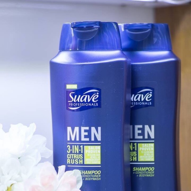 🥀🎋Dầu tắm, gội, xả Nam SUAVE Professionals Men 3 in 1 Shampoo, Conditioner and Body Wash 828ml