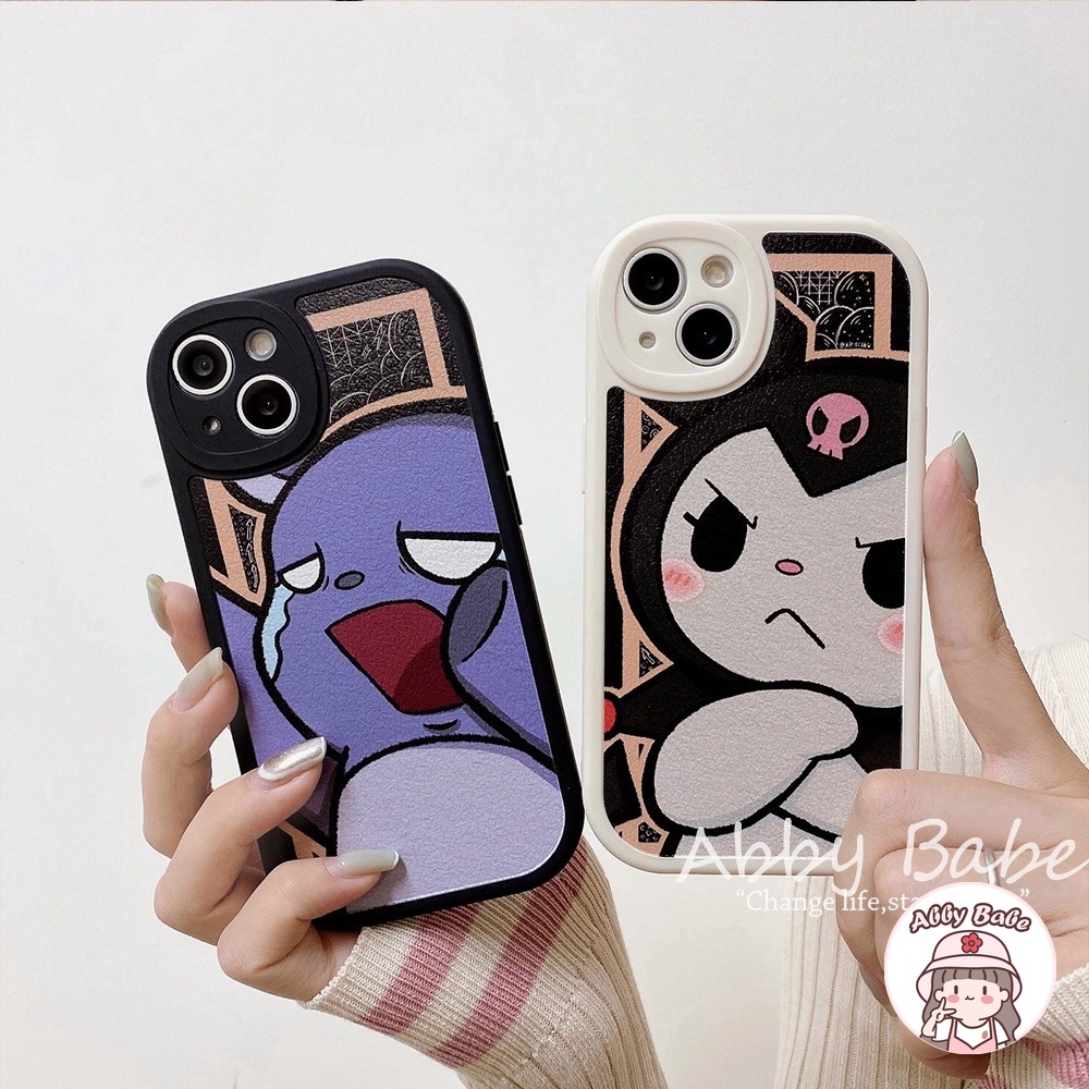 Ốp Điện Thoại TPU Mềm Phối Da Mặt Nhám In Hoạt Hình Kuromi Melody Cho Iphone 11 7Plus 13 12 11 Pro Max X XS 12 13 XR