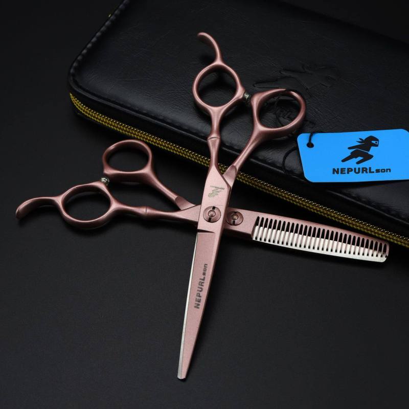 Kéo Cắt Tóc Thẳng Tay Cầm Mạ Vàng Hồng 6.0 Inch GM54