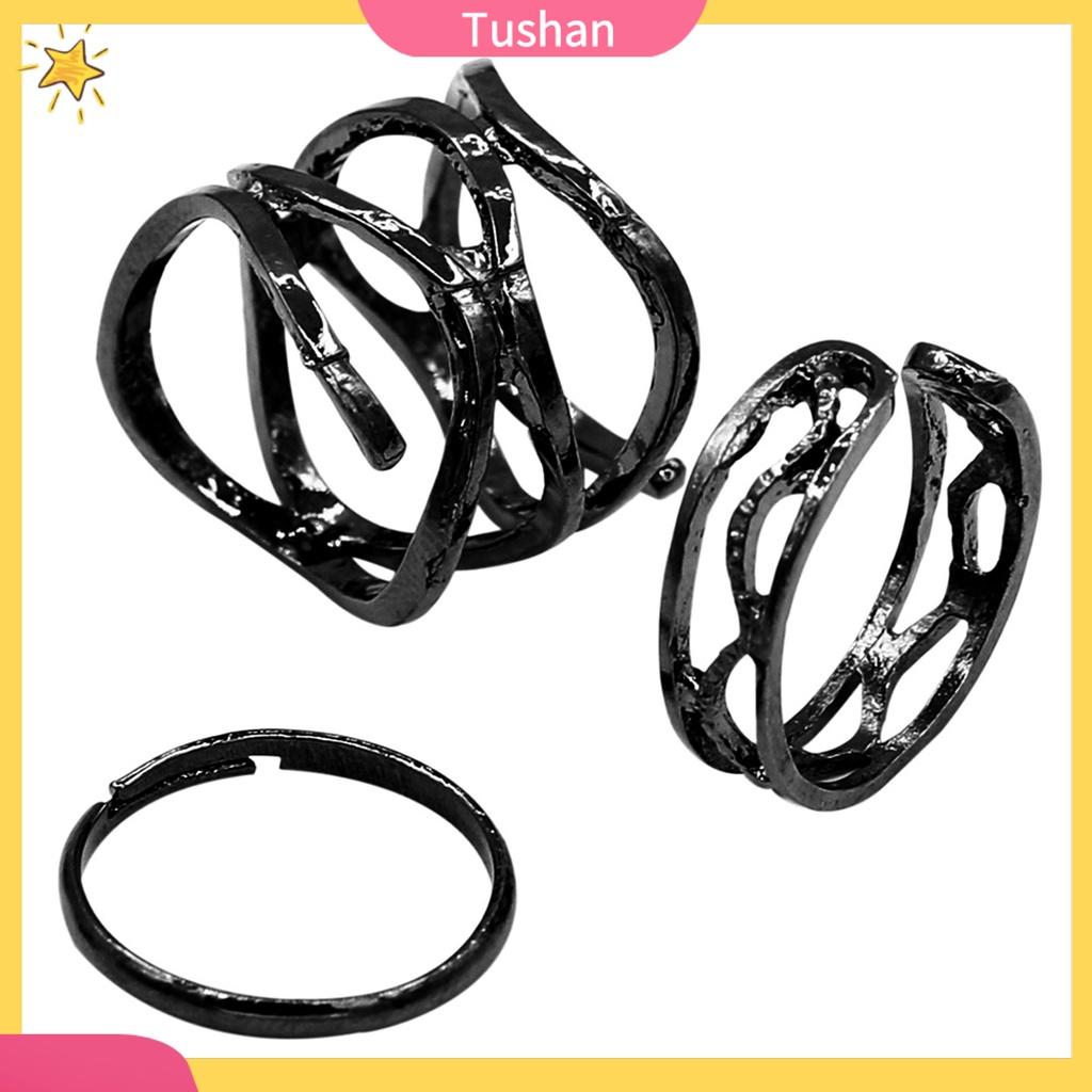 Set 3 nhẫn đeo tay kim loại đơn giản thời trang cho nữ