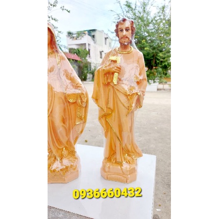 Bộ tượng Đức Mẹ Ban ơn và Thánh Giuse 50cm màu gỗ (combo) nhựa composite tượng công giáo