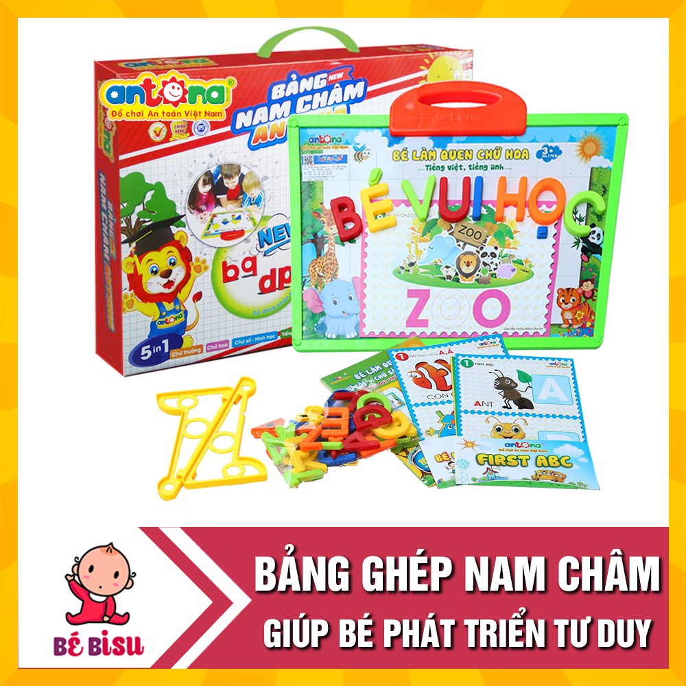 Bảng ghép chữ cái và hình nam châm Loại To ANTONA (103 chi tiết) phát triển trí tuệ cho bé- Hàng Việt Nam