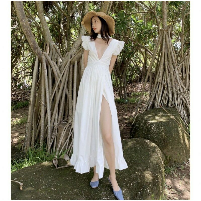 Đầm Vintage Tay Cánh Tiên Cổ V Hở Lưng SEXY Quyến Rũ kèm hình ảnh thật | BigBuy360 - bigbuy360.vn