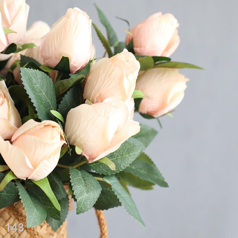S9 Ánh sáng Bắc Âu sang trọng Cao mô phỏng Hoa Hoa hồng Retro Trang trí hoa Phòng khách Hoa nhân tạo Bó hoa khô Bó bàn ă