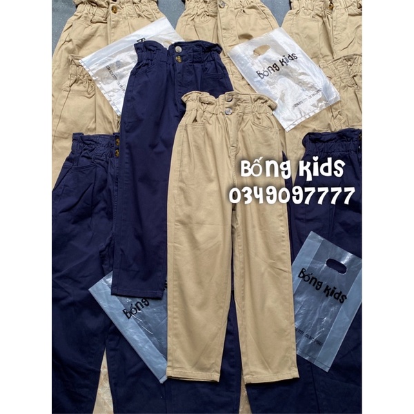 Quần Baggy Bé Gái Cạp Chun Cúc Nâu GJ