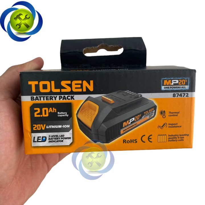 Pin 20V 2.0Ah Tolsen 87472 (tương thích với tất cả các công cụ không dây TOLSEN MP20V)