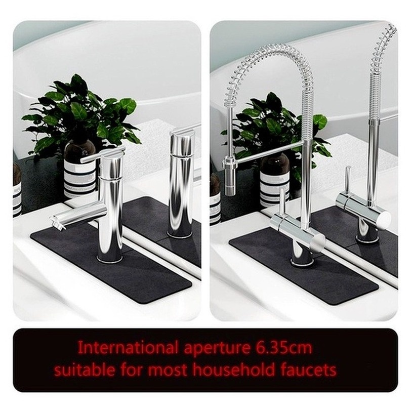Tấm Silicone Dài 60cm Vòi nhà bếp Tấm hấp thụ làm khô nhanh Chậu rửa chén Tấm chắn tia nước Bảo vệ vòi nước Giàn rửa mặt bàn Bảo vệ cho nhà bếp Tấm lót vòi
