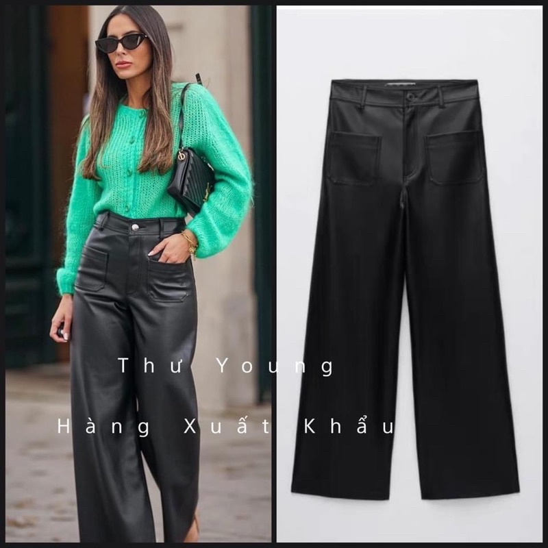 Quần suôn da xám