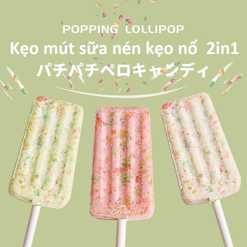 Kẹo mút sữa canxi nhân nổ 2in1 popping candy