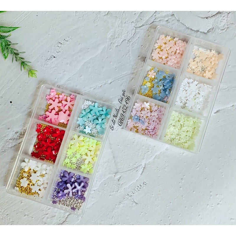 Khay hoa mix bi mix màu- phụ kiện nail- đính móng