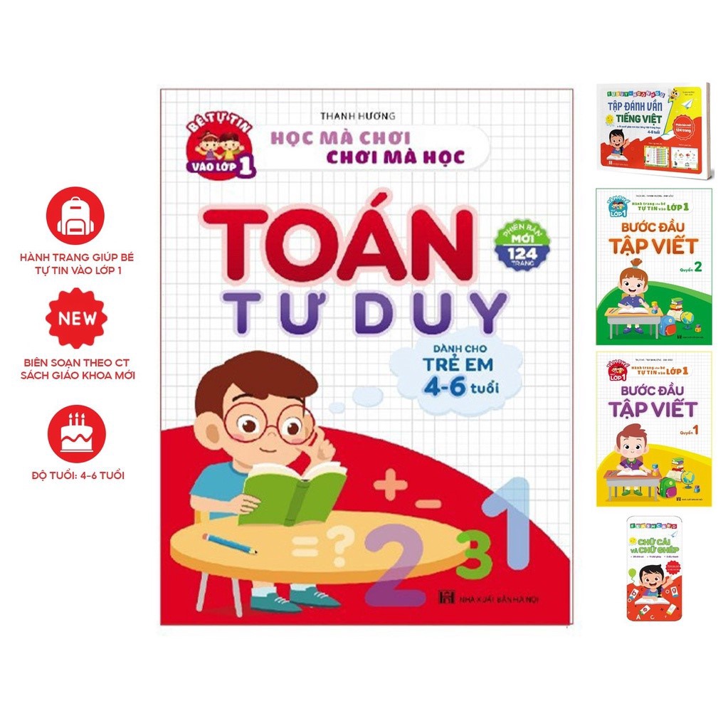 Sách - Combo Tập đánh vần tiếng việt, toán tư duy, bước đầu tập viết 1,2 kèm thẻ flashcard