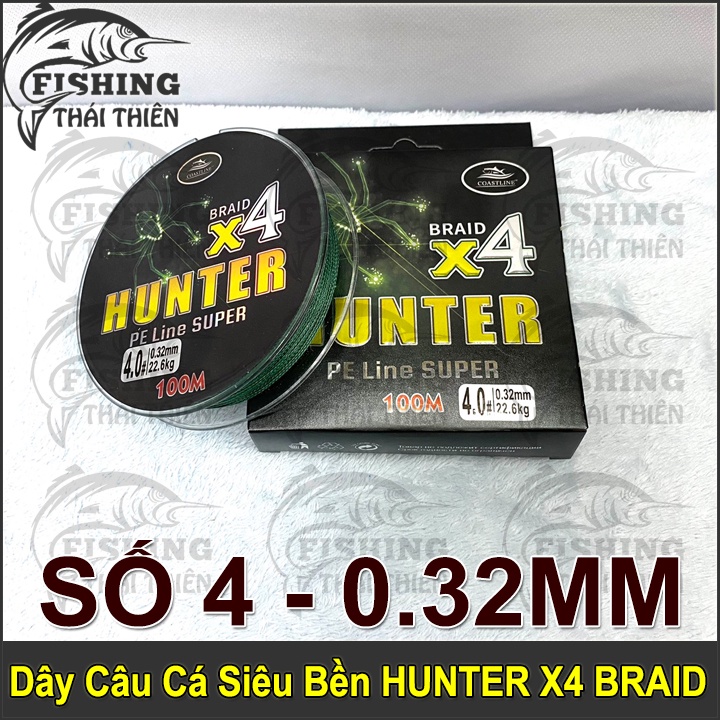 Dây Câu Cá Siêu Bền Coastline Hunter Braid X4, Dây Dù Câu Lure, Tóm Lưỡi Câu Cuộn 100m