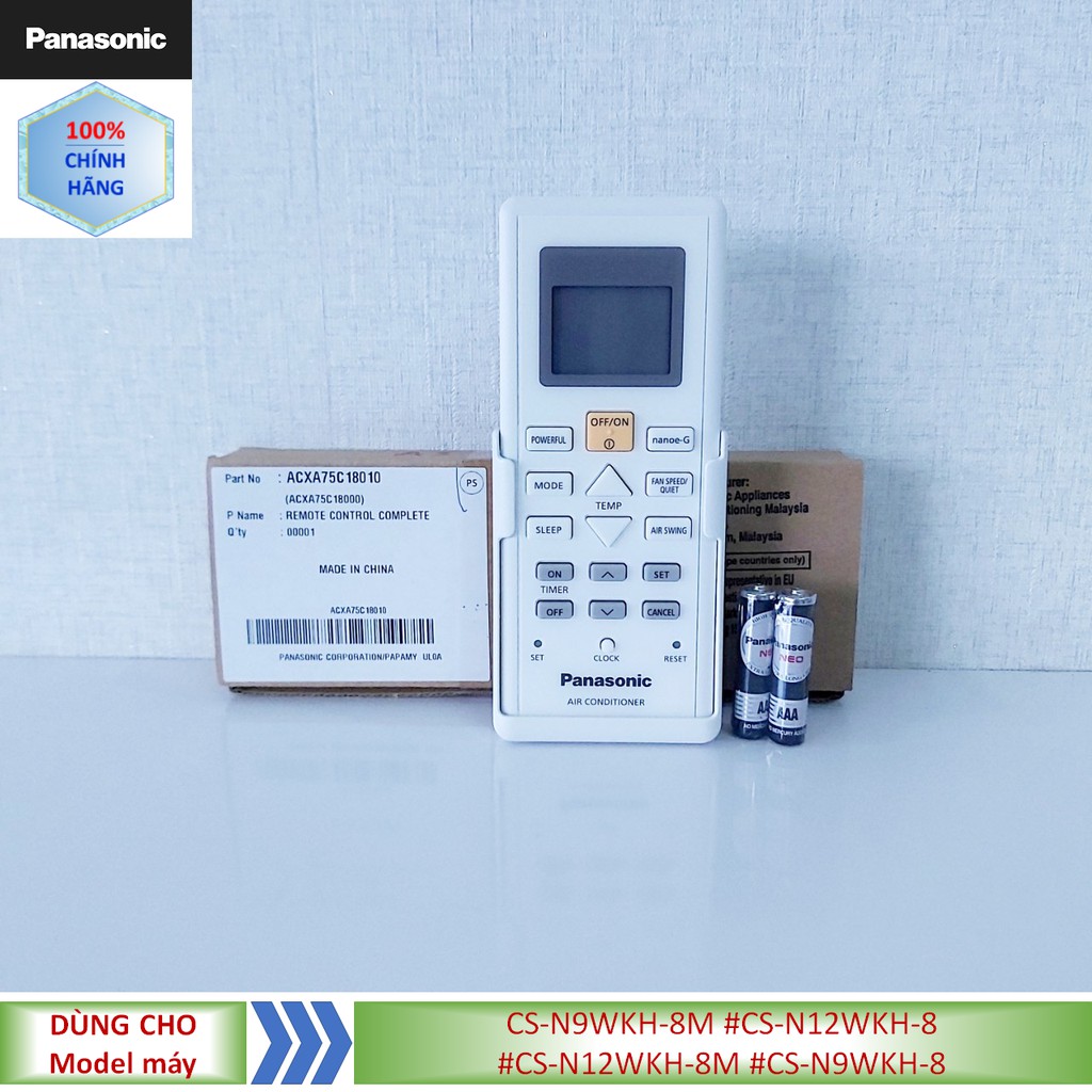 Phụ kiện [Remote chính hãng] Điều khiển điều hòa Panasonic model CS-N9WKH-8M #CS-N12WKH-8 #CS-N12WKH-8M #CS-N9WKH-8