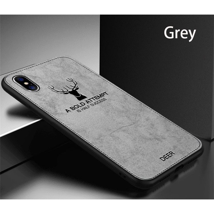 Ốp điện thoại TPU silicone dẻo phối da khắc họa tiết đầu hươu cá tính thích hợp cho iPhone XS Max XS XR X 6 6S 7 8