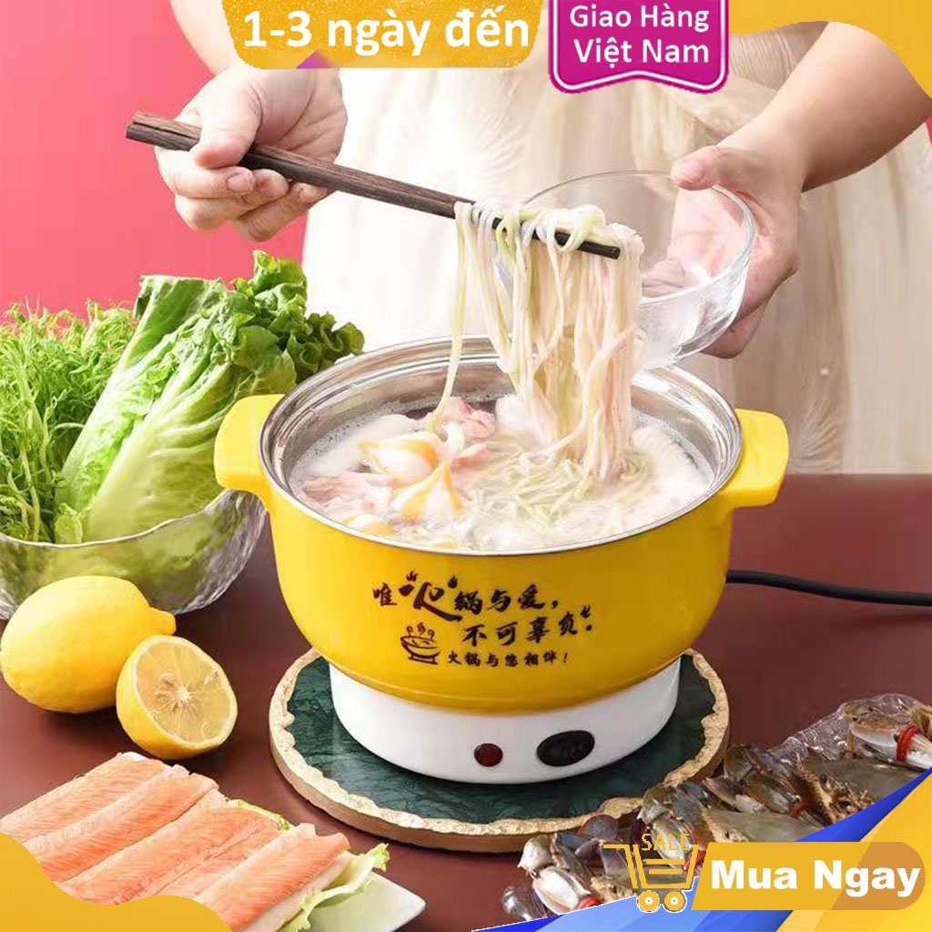 [Chảo Điện Không Dính] Nồi Lẩu Mini cắm điện đa năng Đáy Inox 304 - nồi lẩu điện mini -ca nấu mì ăn lẩu cho sinh viên