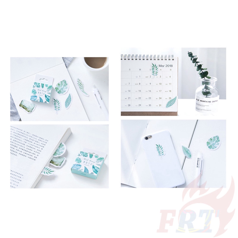 Hộp 45 miếng hình dán họa tiết cây cối tông màu xanh lá dùng trang trí DIY