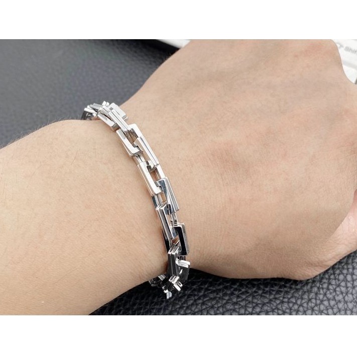 Lắc tay titan xích chữ nhật kép không gỉ UB04