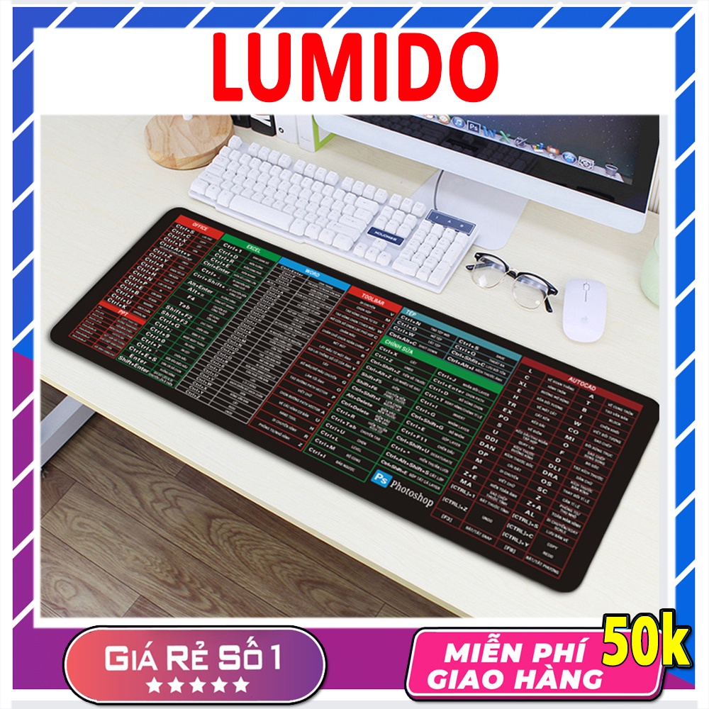 Tấm Lót Chuột Phím Tắt Văn Phòng Cỡ Lớn 80x30 Cao Cấp LUMIDO