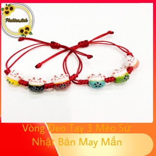 Vòng Đeo Tay 3 Mèo Sứ May Mắn Thần Tài _Nhật Bản Giá Rẻ
