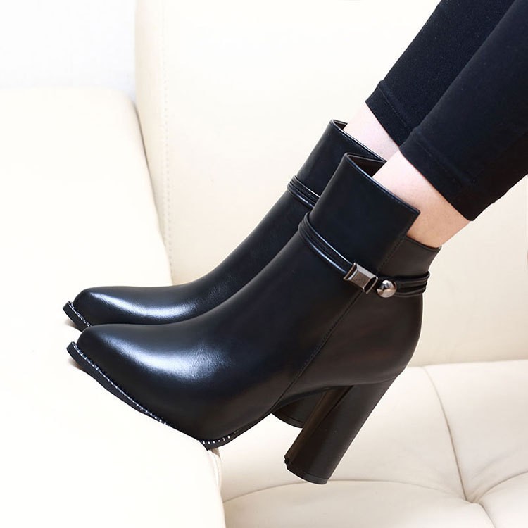 [ Có ảnh thật] Giày boot nữ cổ ngắn đế vuông sang chảnh GBN159 | BigBuy360 - bigbuy360.vn