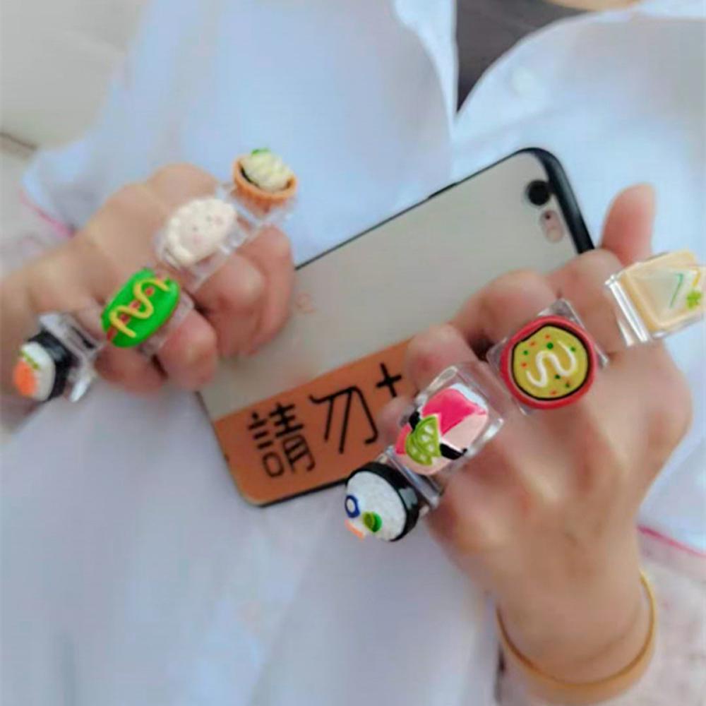 Nhẫn Acrylic Trong Suốt Hình Cây Kem Phong Cách Hàn Quốc