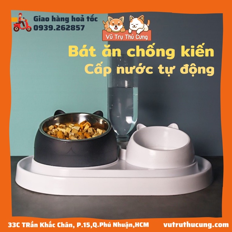 Bát ăn chống kiến cho chó mèo (mẫu tai mèo), Bát ăn tuần lộc chống gù lưng cho thú cưng