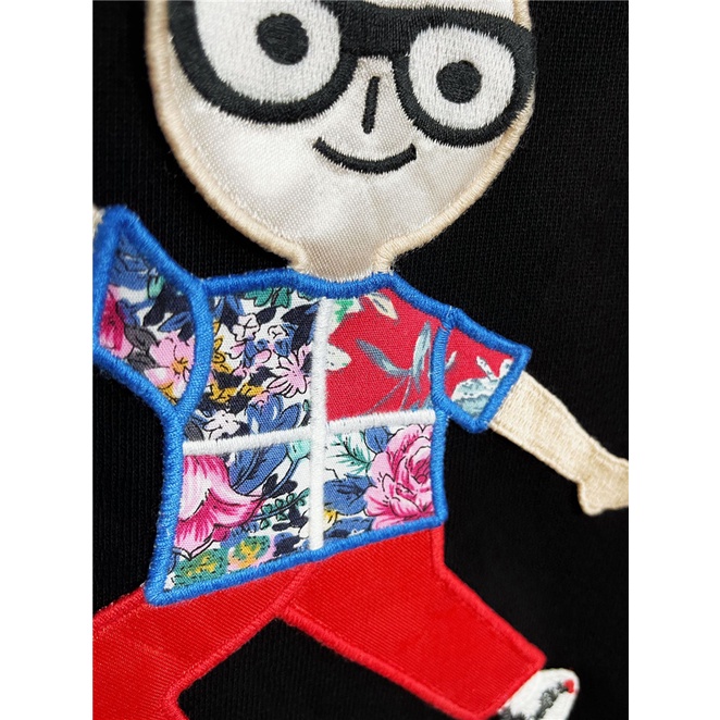 Áo sweater tay dài cổ tròn thêu hình nhân vật Zhang Zi D0LCE&GABBA mùa thu / mùa thu 2021 cho nam