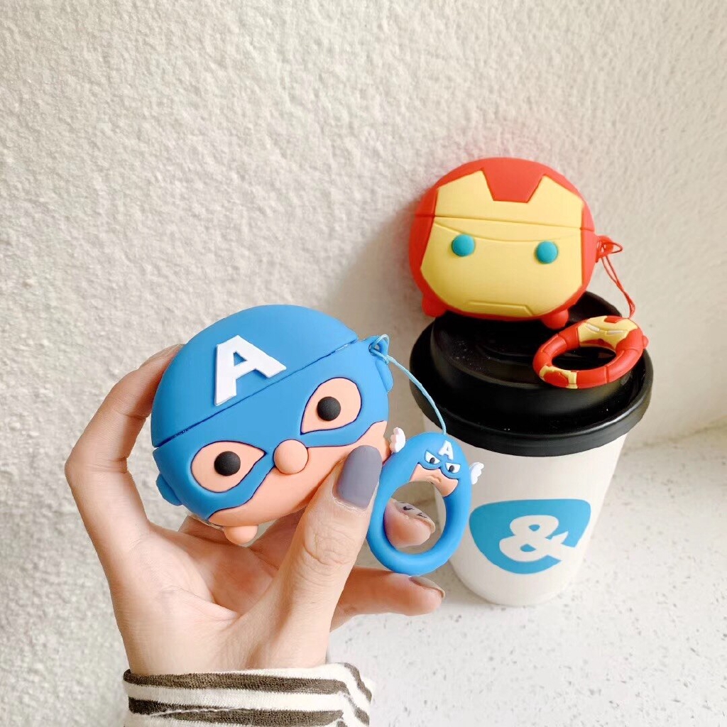 Vỏ Bảo Vệ Hộp Sạc Tai Nghe Airpods 3 Pro Bằng Silicon Mềm Hình Marvel Iron Man Spider Man