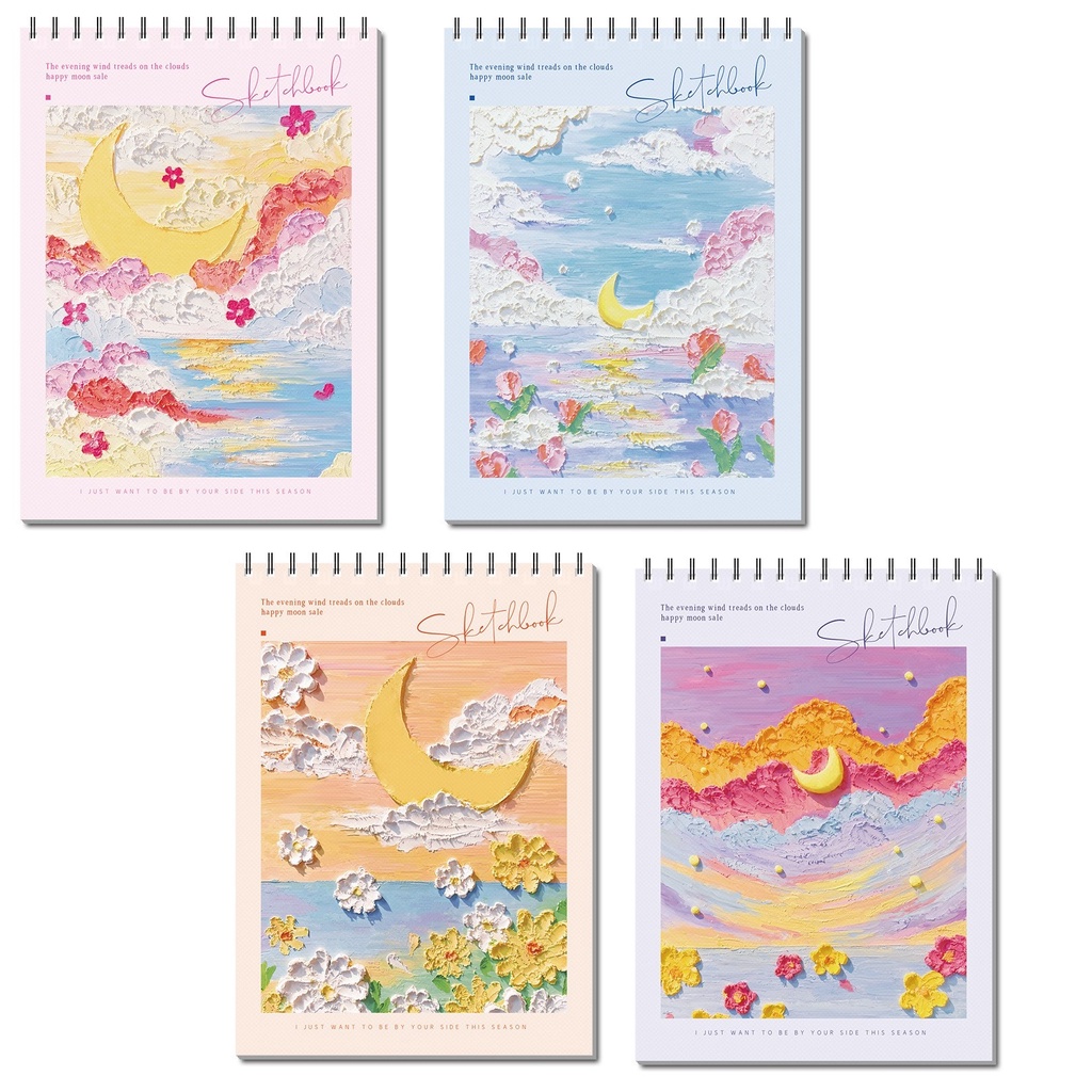 Sketchbook Vẽ Ký Họa - Sổ Vẽ Phác Thảo Chì Gáy Lò Xo A4 Nhiều Mẫu Tùy Chọn