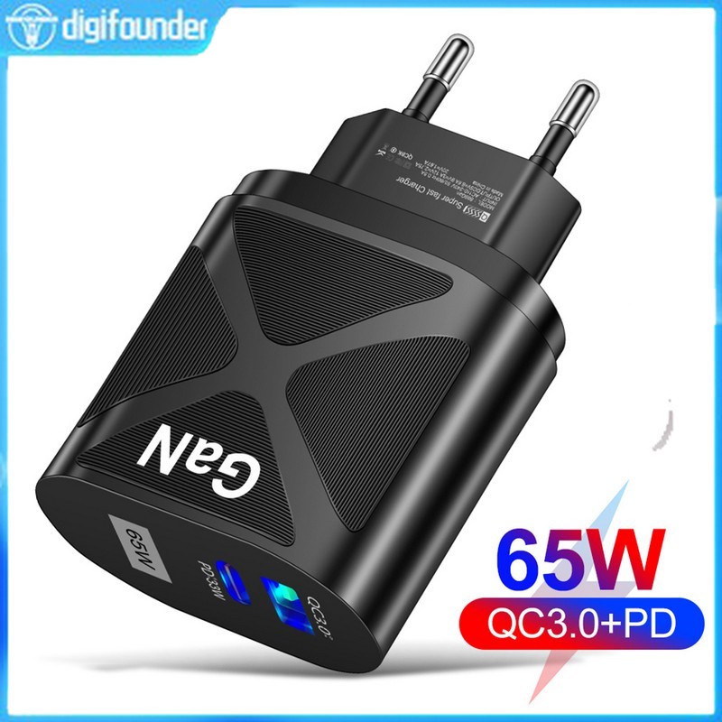Đầu Sạc Nhanh DIGIFOUNDER GaN Cho MacBook QC 3.0 PD3.0 USB Type C PD Cho iPhone 13 11 iPad Huawei Xiaomi Samsung E5U5 Bộ sạc dự phòng