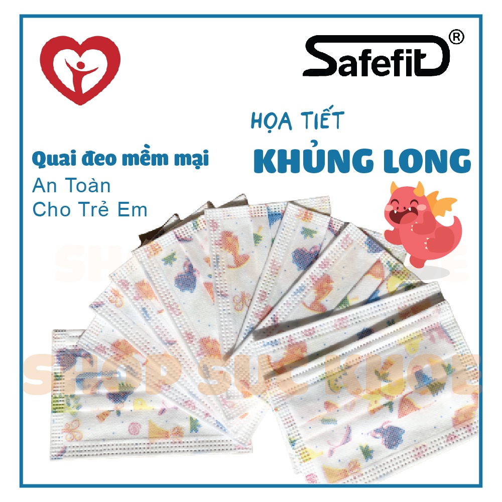 Khẩu trang y tế Safefit 3 lớp TRẺ EM 6-13 tuổi - Hộp 50 cái
