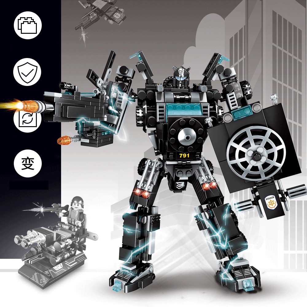 Bộ lắp ráp xếp hình Legoo Swat, xe cảnh sát, robot chiến đấu , trực thăng biến hình 5035