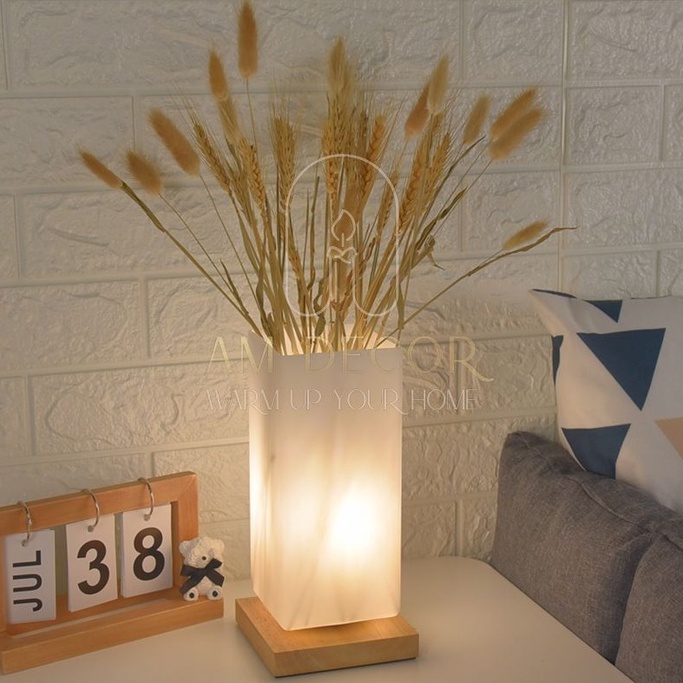 Đèn ngủ bình hoa phong cách Nhật Bản LED điều chỉnh sáng 24x12cm decor trang trí phòng ngủ sang trọng - AM Decor