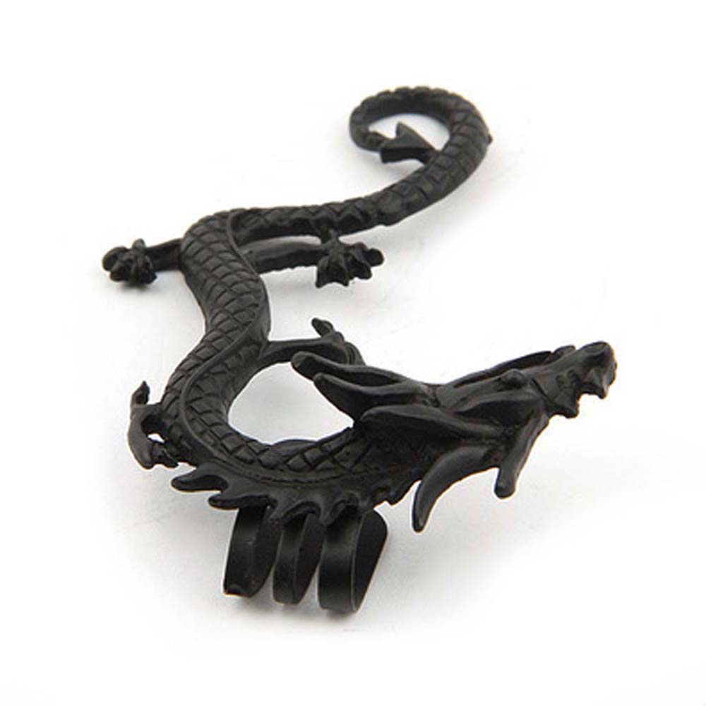 Khuyên tai kẹp vành tai trái hình rồng bằng hợp kim nhiều màu sắc thời trang cổ điển cho nam và nữ