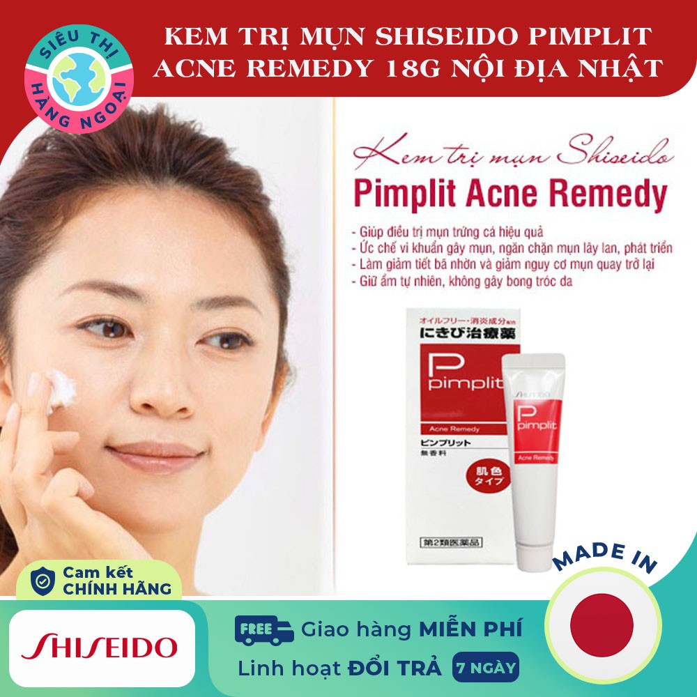 Kem mụn Pimplit của Shiseido Nhật Bản [Giúp giảm sạch mụn; chấm đỏ; màu da; cho mụn sưng đỏ] Tuýp 18g