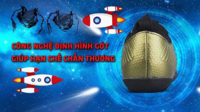 [Xả kho] Giày đá bóng sân cỏ nhân tạo động lực EBET 205-đen (black/gold) chính hãng