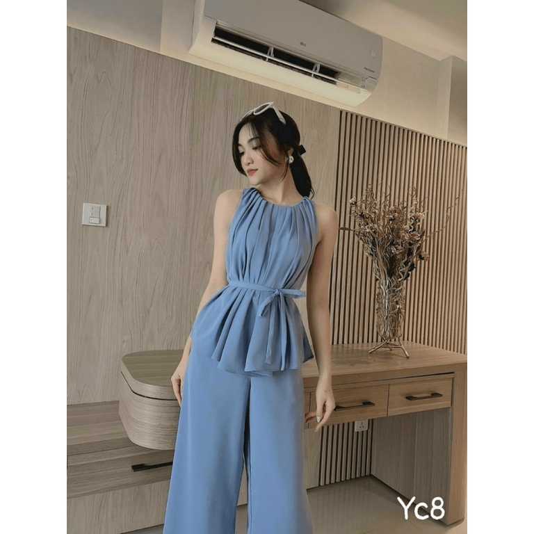 (FREE SHIP) FREE SHIP SÉT ĐŨI CỔ YẾM XẾP LY PHỐI QUẦN SUÔNG TIỂU THƯ SANG CHẢNH DX HHP