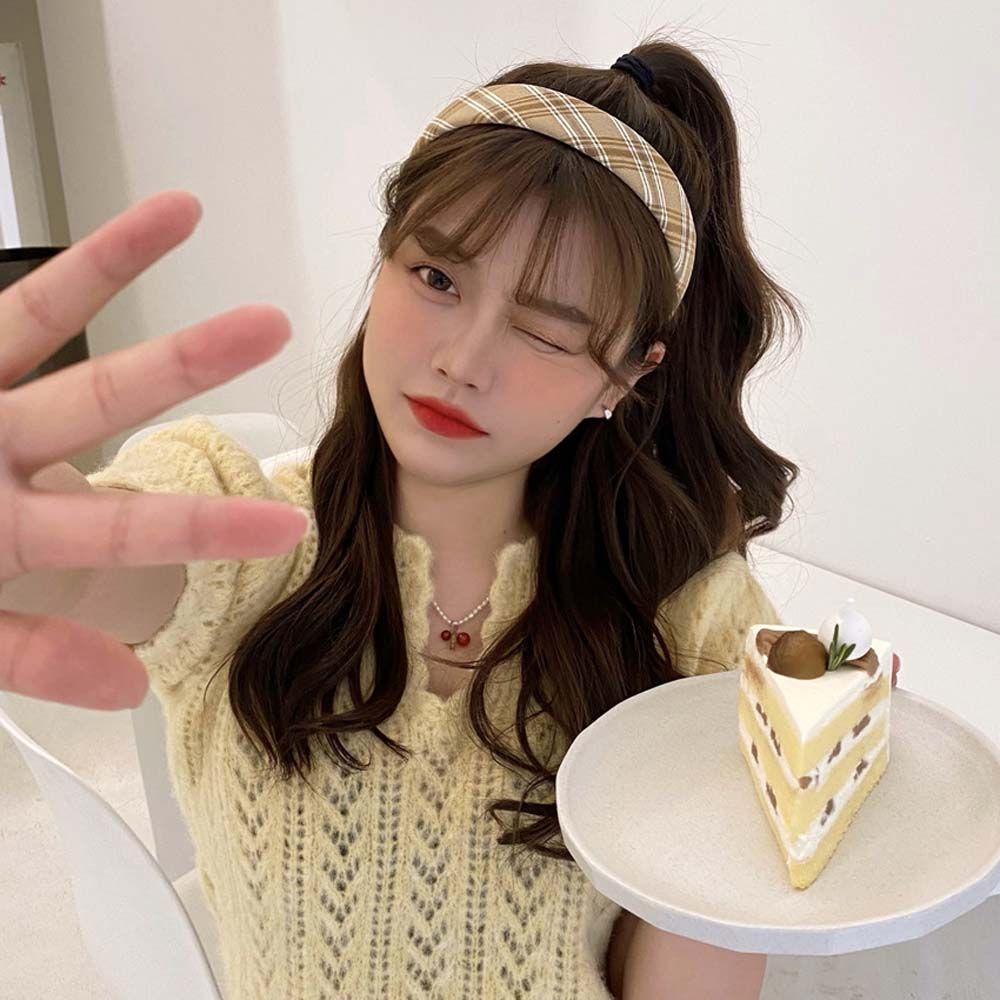 Băng đô bản rộng họa tiết kẻ sọc phong cách Hàn Quốc ngọt ngào dành cho nữ