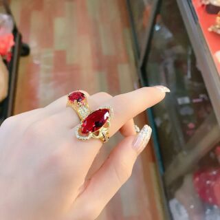 Nhẫn nữ đá hạt tròn và hạt dài thời trang siêu đẹp