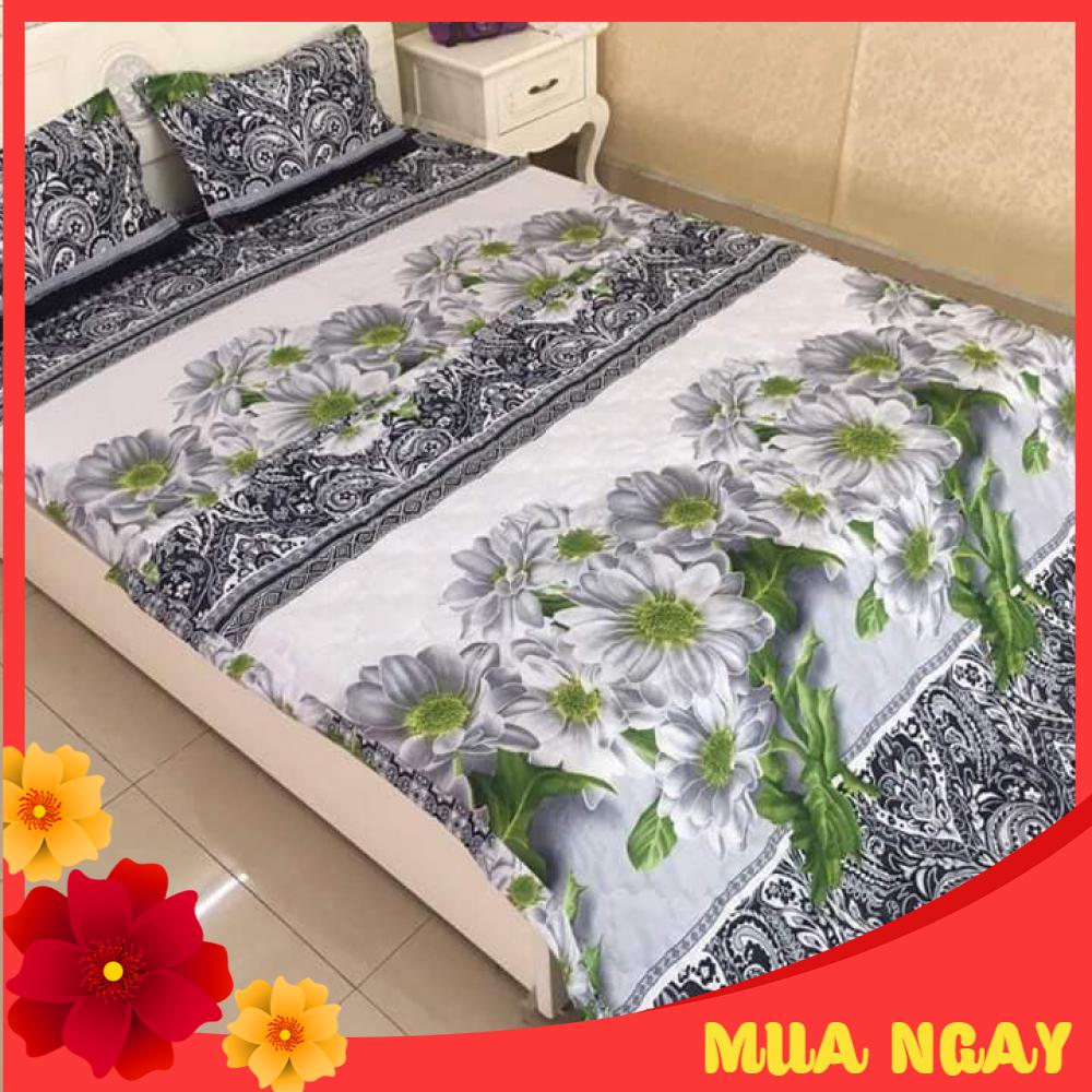 Bộ Chăn Hè Ga Gối, Drap Giường 5 Món Mẫu Cúc 3D