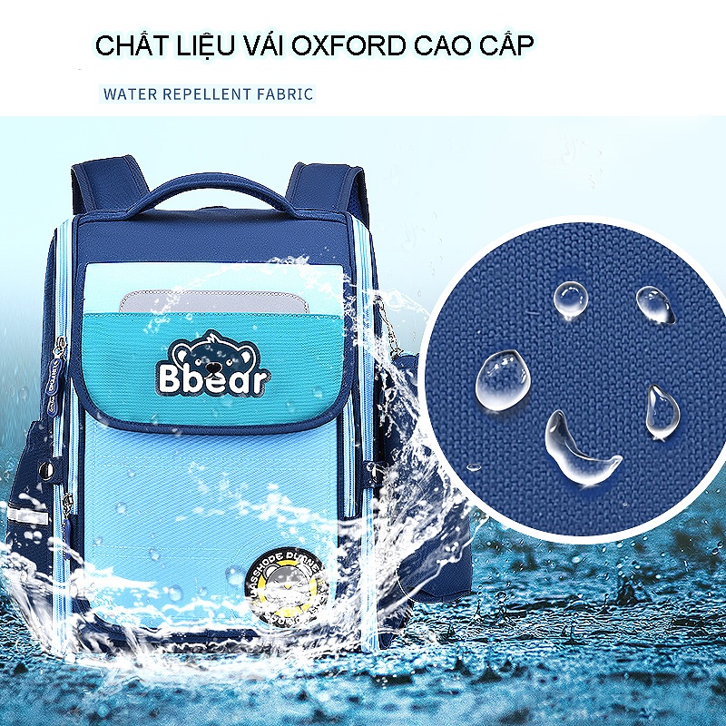 Balo chống gù cho bé Cặp sách trẻ em cao cấp thiết kế an toàn chống gù lưng cho bé trai và bé gái Bibobaby 9002