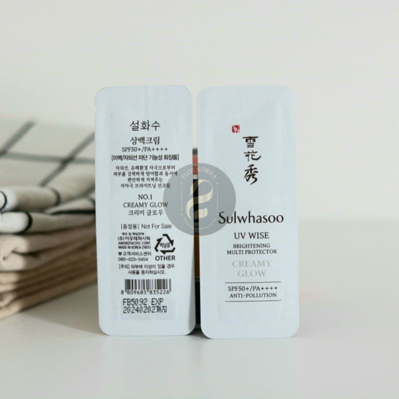 Sulwhasoo kem chống nâng bạch sâm Sulwhasoo UV Wise Brightening Multi Protector Milky Tone Up và Creamy Glow 1ml  Gói Sp