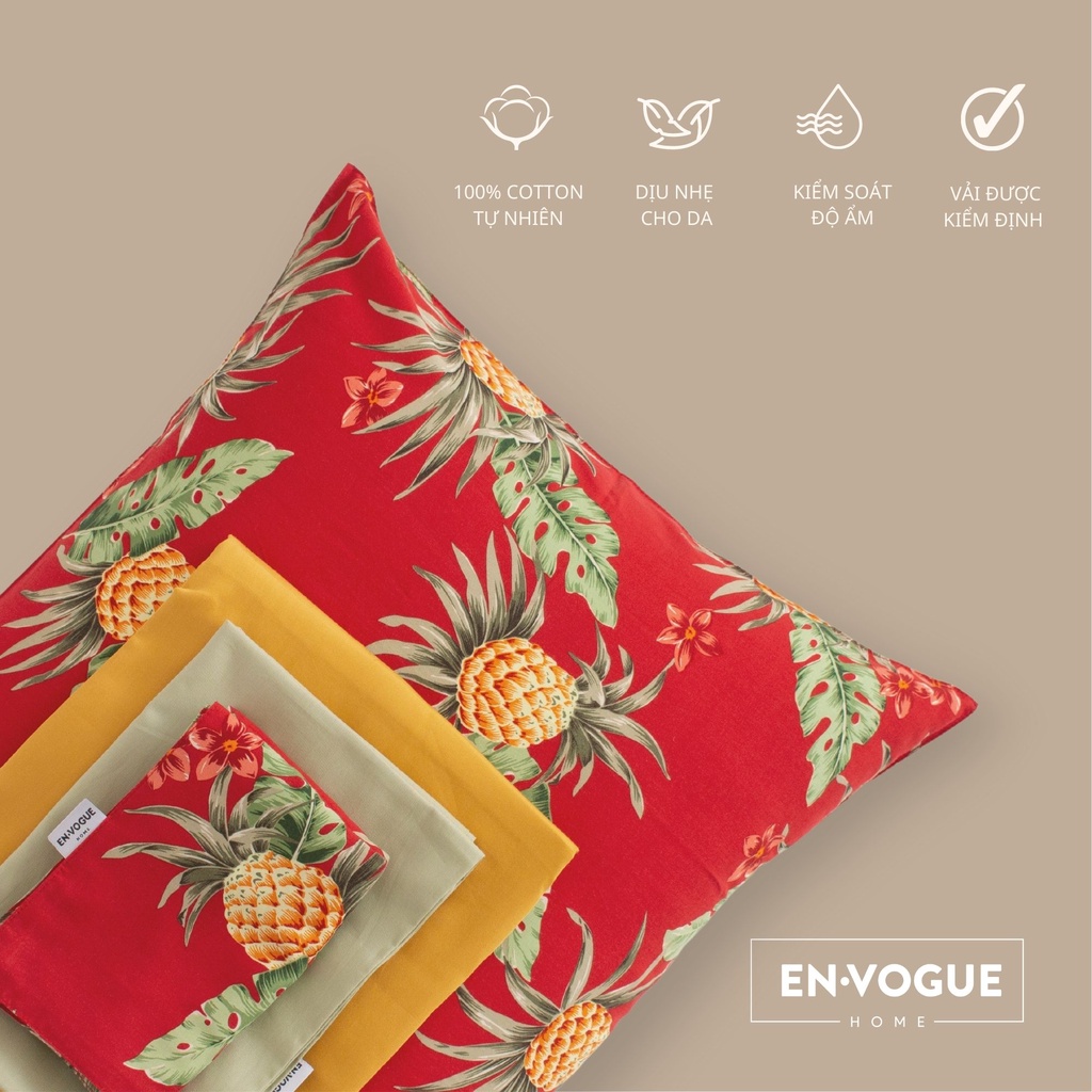 Vỏ gối nằm HỌA TIẾT Cotton Organic Envogue Home  - 1 chiếc