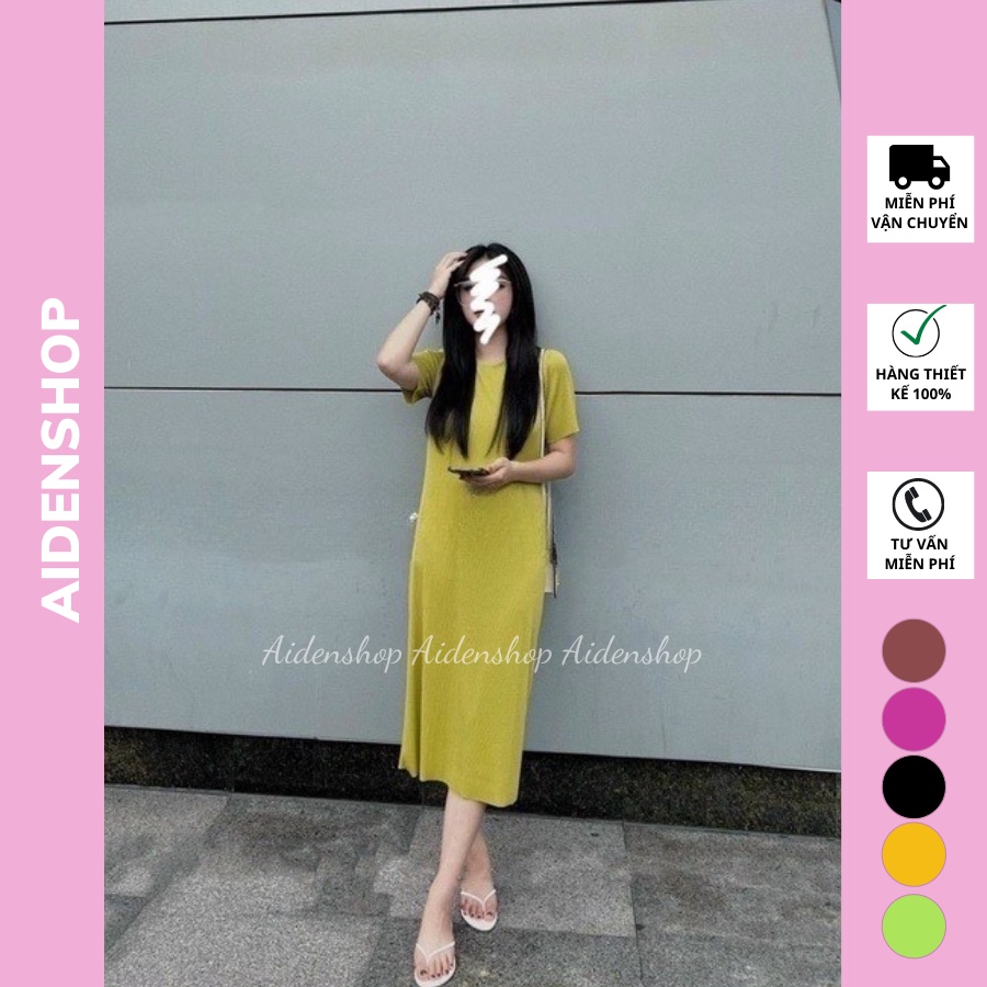 Váy bầu thời trang suông xếp ly Aidenshop đầm bầu mùa hè thiết kế midi
