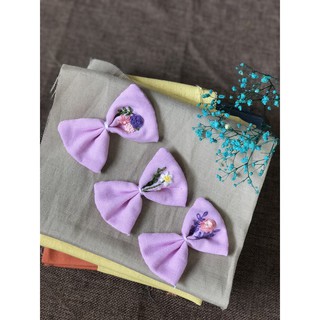Cột tóc nơ handmade thêu tay phong cách Hàn Quốc
