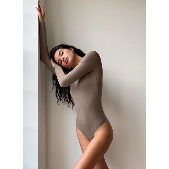 Bodysuit Tay Dài Chất Thun Cotton Co Dãn Trơn Lọt Khe Hàng Xuất Xịn Phối Quần Cạp Cao