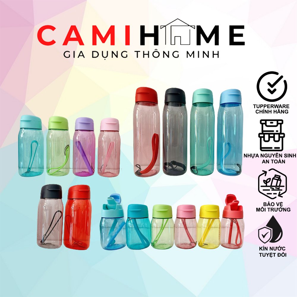 Bình đựng nước kín nước kín khí Lohas Tupperware 350ml, 550ml, 750ml nhựa nguyên sinh an toàn